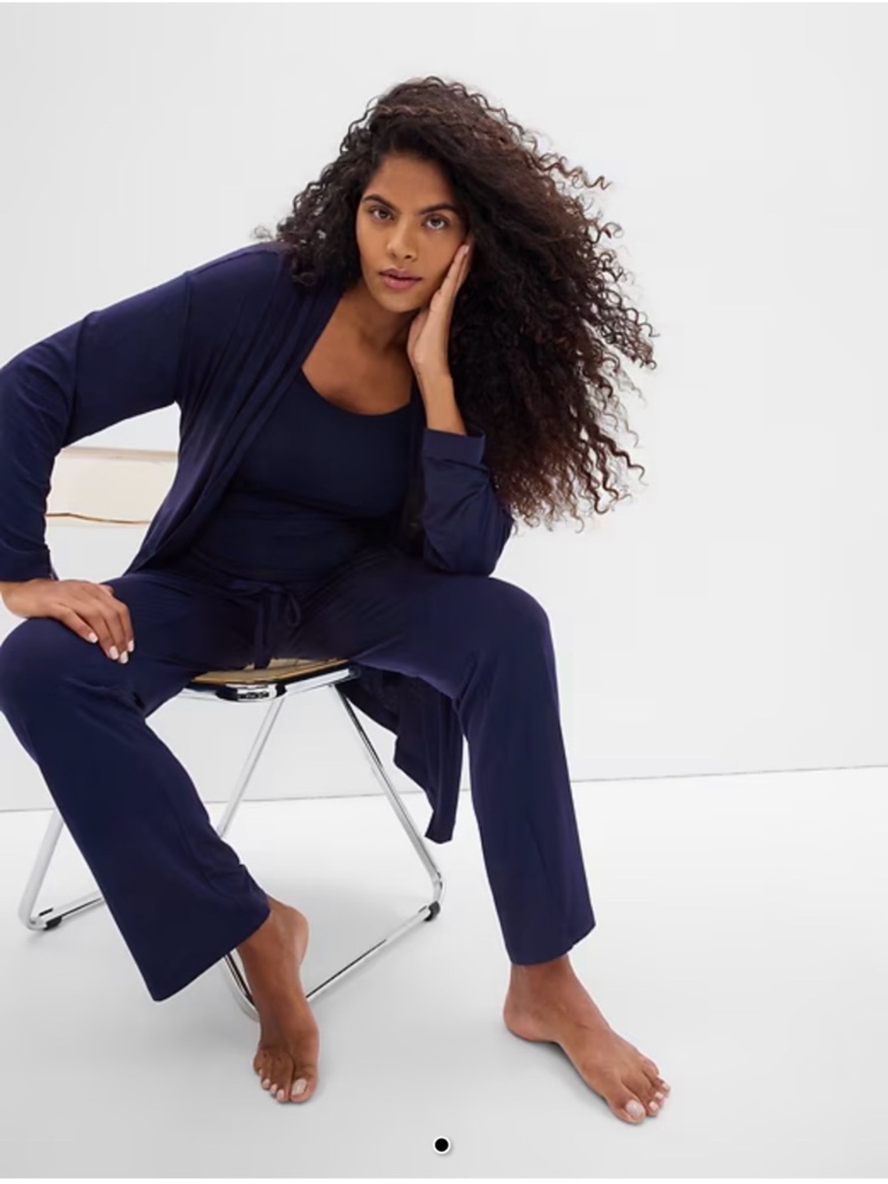 GAP Modal Soft Navy Blue Maternity Women’s 3 piece Set - Tank, Robe & Pants